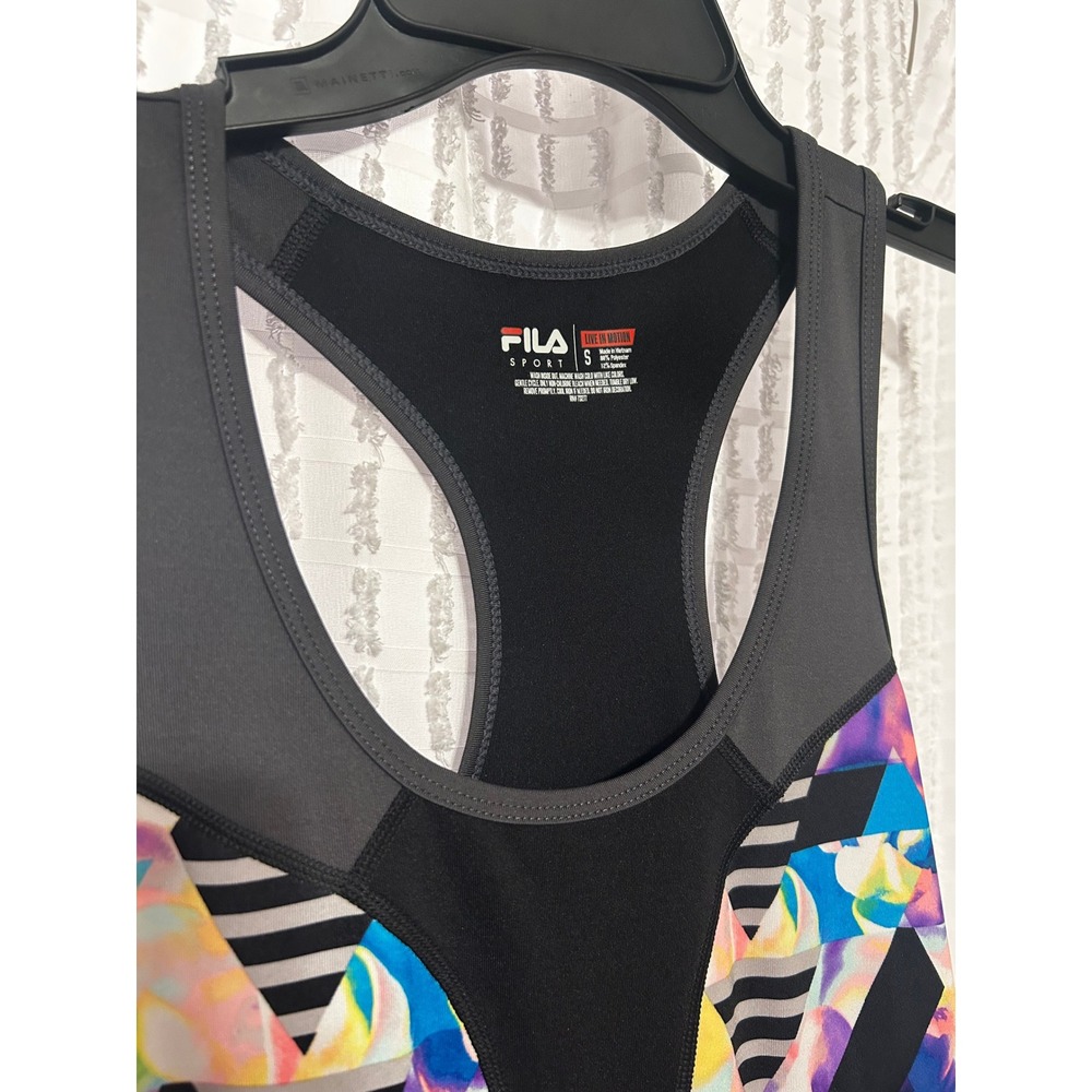 Fila Sport Tank Top Women Small Multi Excellent Geometric Racerback Activewear - Picture 3 of 6